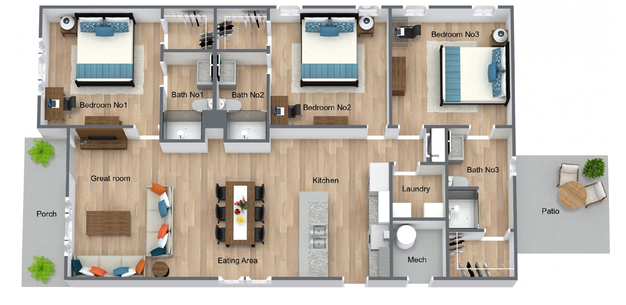 3D - 3 Bedroom Floorplan